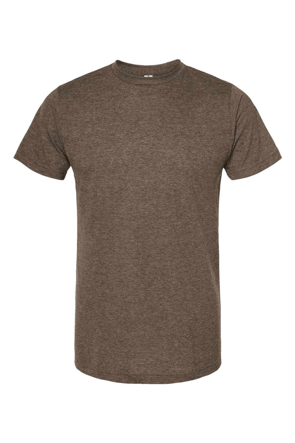 Tultex 241 Mens Poly-Rich Short Sleeve Crewneck T-Shirt Heather Brown Flat Front