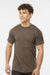 Tultex 241 Mens Poly-Rich Short Sleeve Crewneck T-Shirt Heather Brown Model Front