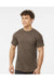 Tultex 241 Mens Poly-Rich Short Sleeve Crewneck T-Shirt Heather Brown Model Front