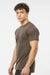 Tultex 241 Mens Poly-Rich Short Sleeve Crewneck T-Shirt Heather Brown Model Side