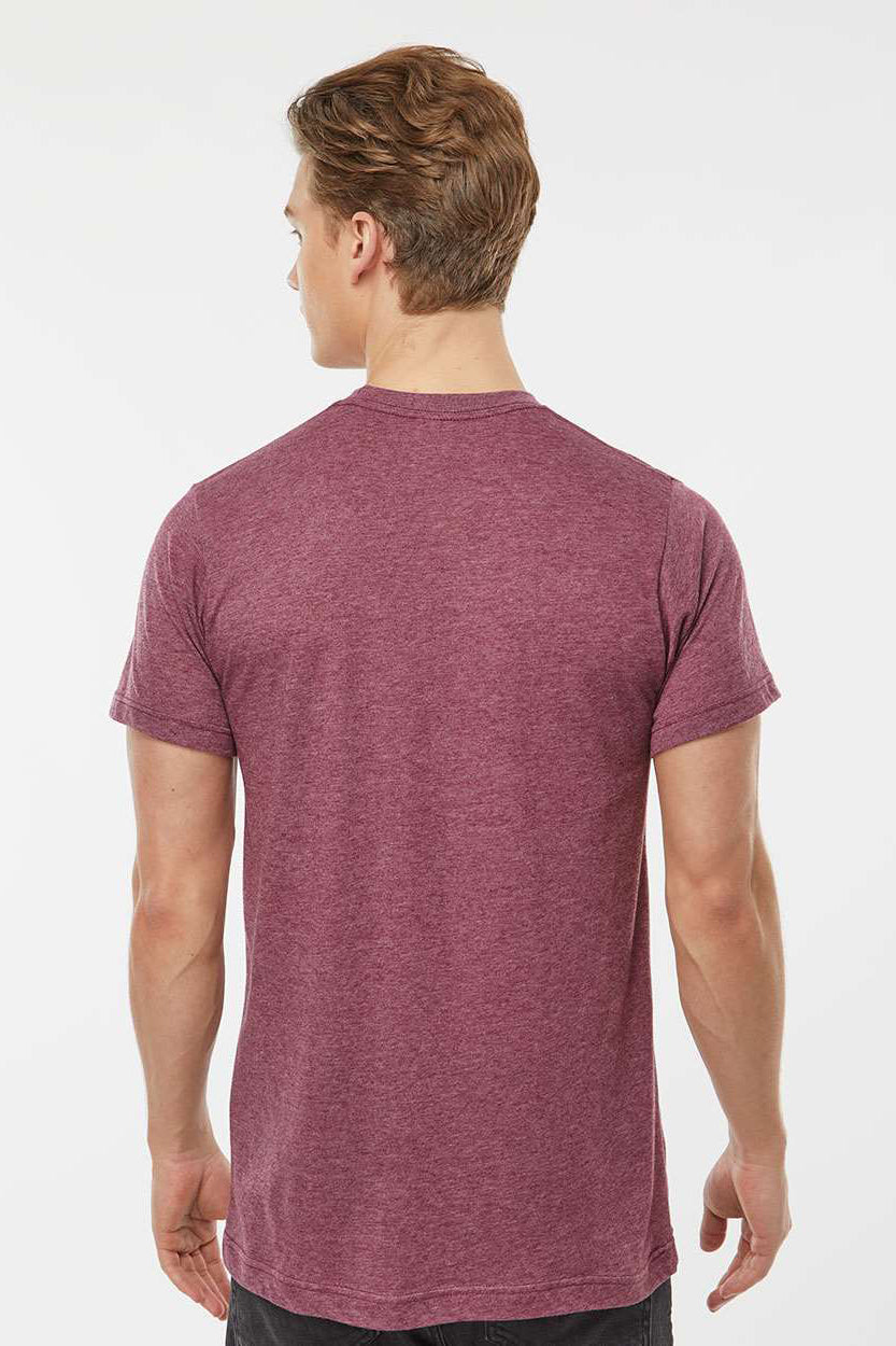 Tultex 241 Mens Poly-Rich Short Sleeve Crewneck T-Shirt Heather Burgundy Model Back