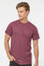Tultex 241 Mens Poly-Rich Short Sleeve Crewneck T-Shirt Heather Burgundy Model Front