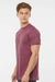 Tultex 241 Mens Poly-Rich Short Sleeve Crewneck T-Shirt Heather Burgundy Model Side
