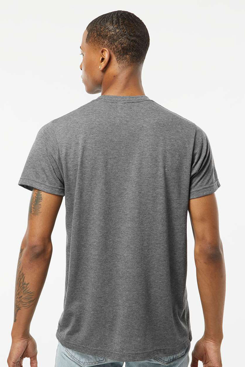 Tultex 241 Mens Poly-Rich Short Sleeve Crewneck T-Shirt Heather Charcoal Grey Model Back