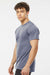 Tultex 241 Mens Poly-Rich Short Sleeve Crewneck T-Shirt Heather Denim Blue Model Side