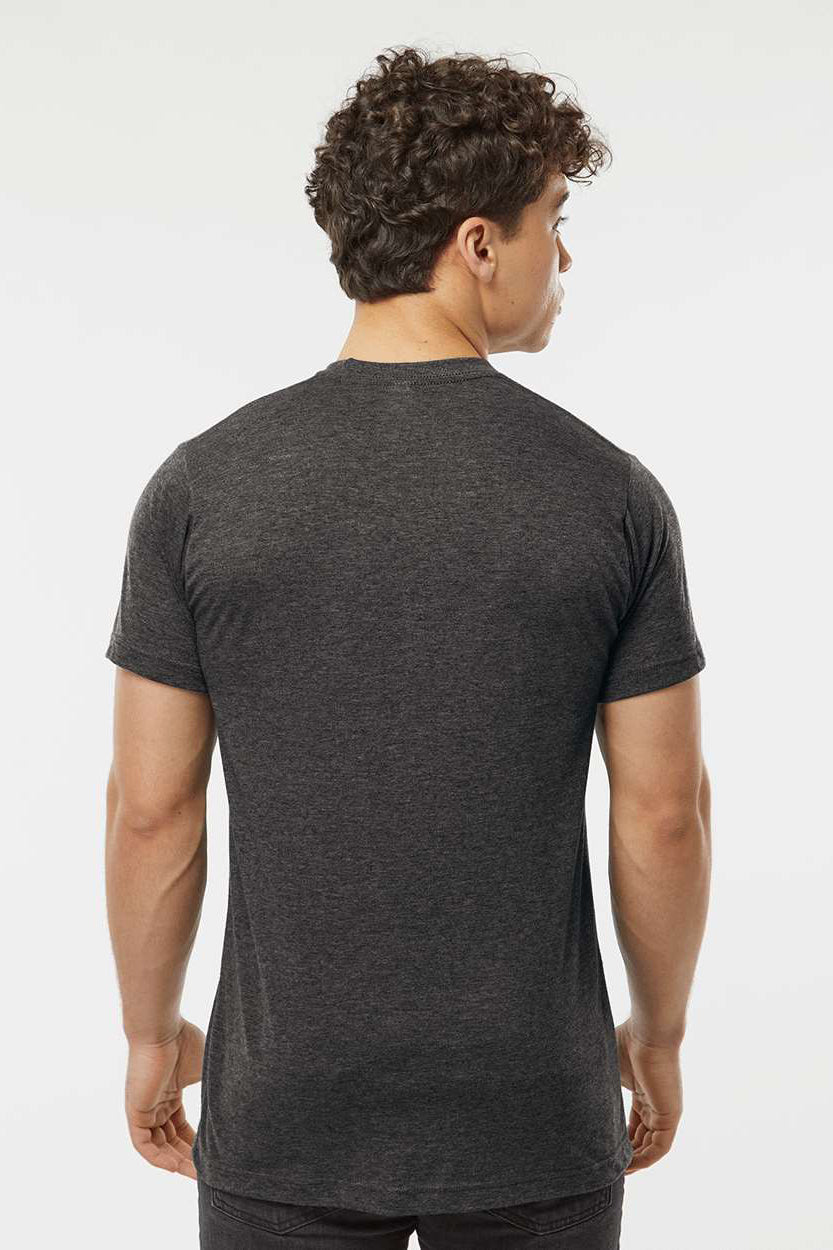 Tultex 241 Mens Poly-Rich Short Sleeve Crewneck T-Shirt Heather Graphite Grey Model Back