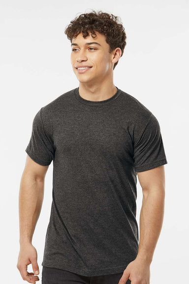 Tultex 241 Mens Poly-Rich Short Sleeve Crewneck T-Shirt Heather Graphite Grey Model Front