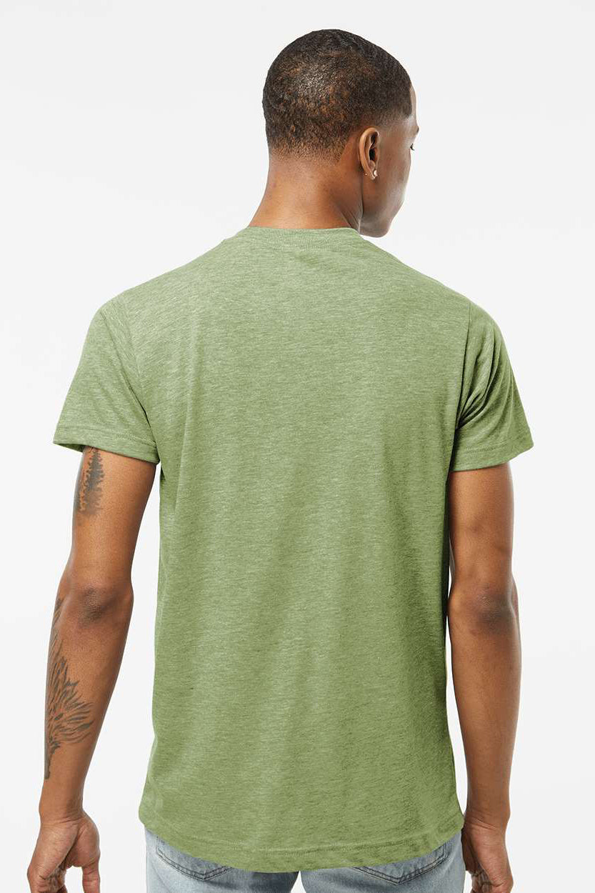 Tultex 241 Mens Poly-Rich Short Sleeve Crewneck T-Shirt Heather Green Model Back