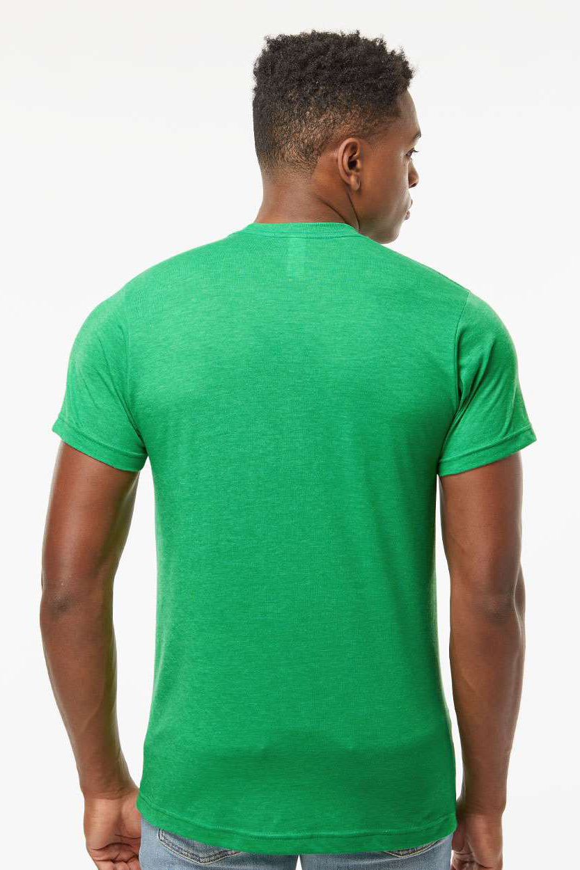 Tultex 241 Mens Poly-Rich Short Sleeve Crewneck T-Shirt Heather Kelly Green Model Back