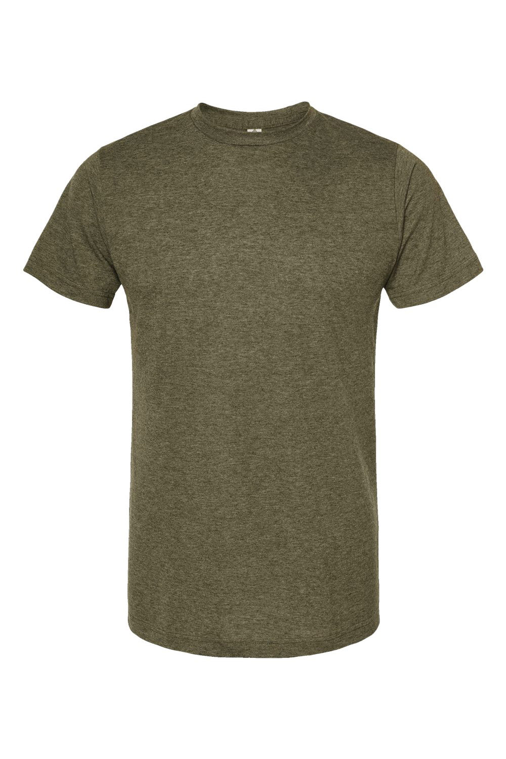 Tultex 241 Mens Poly-Rich Short Sleeve Crewneck T-Shirt Heather Military Green Flat Front