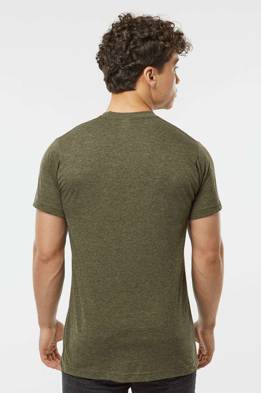 Tultex 241 Mens Poly-Rich Short Sleeve Crewneck T-Shirt Heather Military Green Model Back