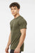 Tultex 241 Mens Poly-Rich Short Sleeve Crewneck T-Shirt Heather Military Green Model Side