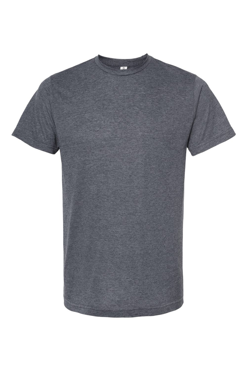 Tultex 241 Mens Poly-Rich Short Sleeve Crewneck T-Shirt Heather Navy Blue Flat Front