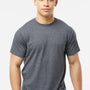 Tultex Mens Poly-Rich Short Sleeve Crewneck T-Shirt - Heather Navy Blue