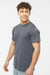 Tultex 241 Mens Poly-Rich Short Sleeve Crewneck T-Shirt Heather Navy Blue Model Side