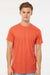 Tultex 241 Mens Poly-Rich Short Sleeve Crewneck T-Shirt Heather Orange Model Front