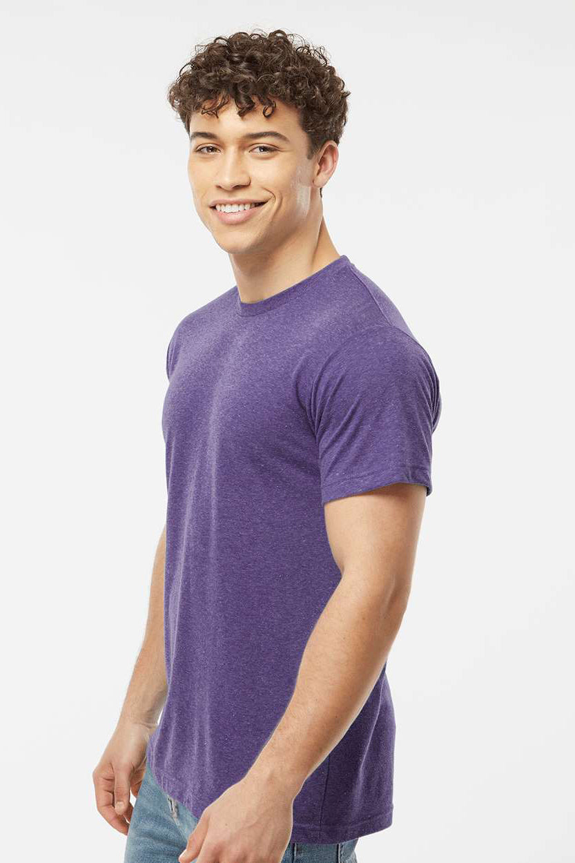 Tultex 241 Mens Poly-Rich Short Sleeve Crewneck T-Shirt Heather Purple Model Side