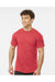 Tultex 241 Mens Poly-Rich Short Sleeve Crewneck T-Shirt Heather Red Model Front