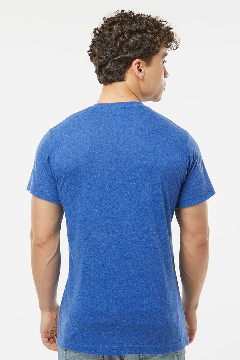 Tultex 241 Mens Poly-Rich Short Sleeve Crewneck T-Shirt Heather Royal Blue Model Back