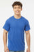 Tultex 241 Mens Poly-Rich Short Sleeve Crewneck T-Shirt Heather Royal Blue Model Front