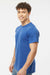 Tultex 241 Mens Poly-Rich Short Sleeve Crewneck T-Shirt Heather Royal Blue Model Side