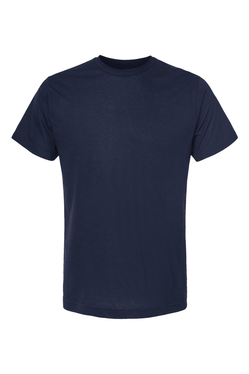 Tultex 241 Mens Poly-Rich Short Sleeve Crewneck T-Shirt Navy Blue Flat Front