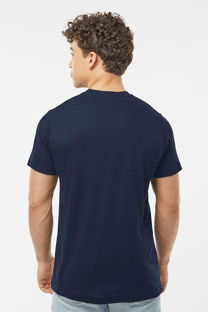 Tultex 241 Mens Poly-Rich Short Sleeve Crewneck T-Shirt Navy Blue Model Back