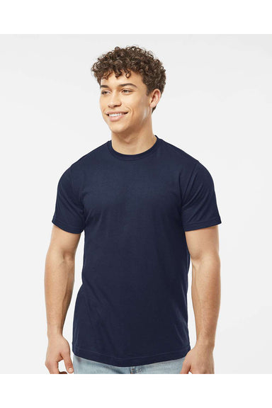 Tultex 241 Mens Poly-Rich Short Sleeve Crewneck T-Shirt Navy Blue Model Front