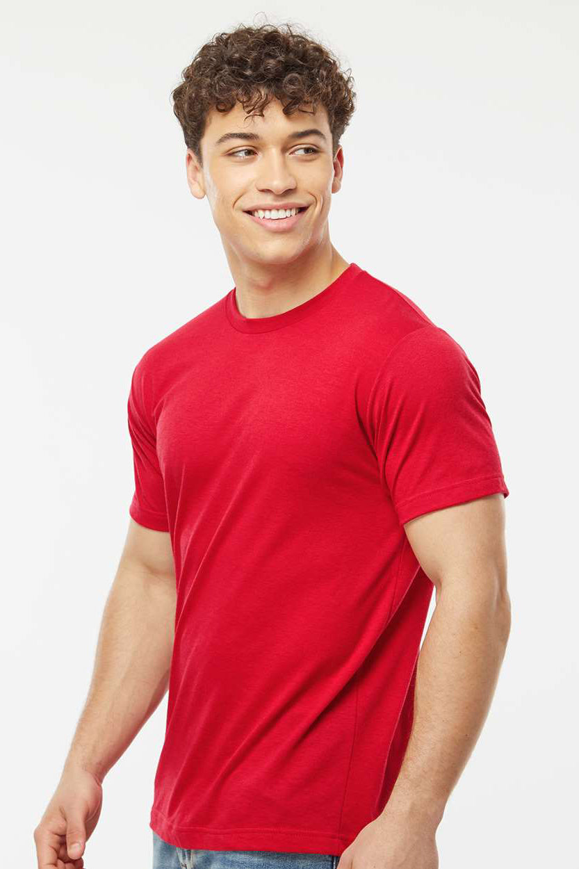 Tultex 241 Mens Poly-Rich Short Sleeve Crewneck T-Shirt Red Model Side