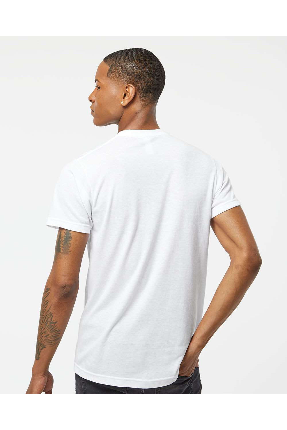 Tultex 241 Mens Poly-Rich Short Sleeve Crewneck T-Shirt White Model Back
