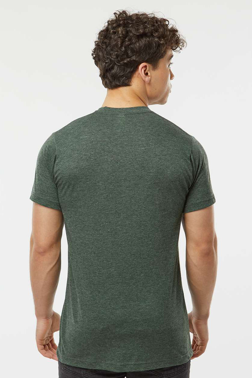 Tultex 241 Mens Poly-Rich Short Sleeve Crewneck T-Shirt Heather Hunter Green Model Back