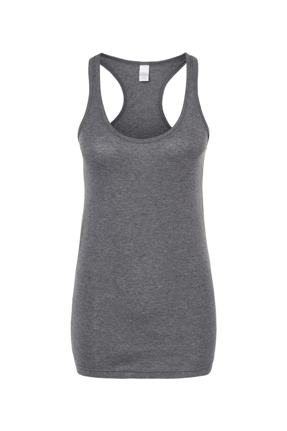 Tultex 190 Womens Poly-Rich Racerback Tank Top Heather Charcoal Grey Flat Front
