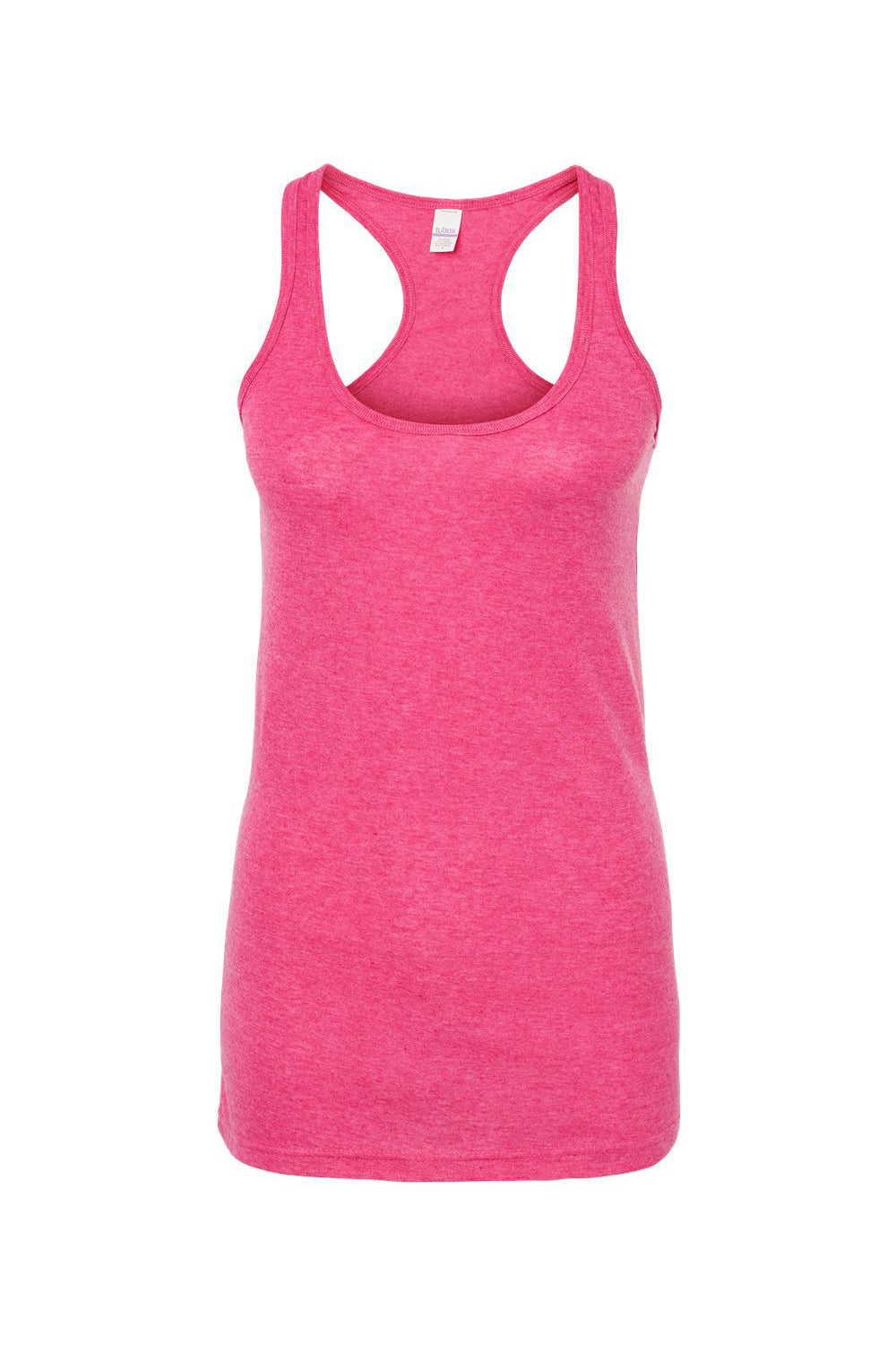 Tultex 190 Womens Poly-Rich Racerback Tank Top Heather Fuchsia Pink Flat Front