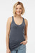 Tultex 190 Womens Poly-Rich Racerback Tank Top Heather Navy Blue Model Front