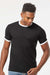 Tultex 246 Mens Fine Jersey Ringer Short Sleeve Crewneck T-Shirt Black/White Model Front