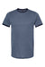 Tultex 246 Mens Fine Jersey Ringer Short Sleeve Crewneck T-Shirt Heather Denim Blue/Navy Blue Flat Front
