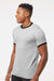 Tultex 246 Mens Fine Jersey Ringer Short Sleeve Crewneck T-Shirt Heather Grey/Black Model Side
