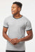 Tultex 246 Mens Fine Jersey Ringer Short Sleeve Crewneck T-Shirt Heather Grey/Heather Charcoal Grey Model Front