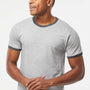 Tultex Mens Fine Jersey Ringer Short Sleeve Crewneck T-Shirt - Heather Grey/Heather Charcoal Grey