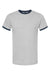 Tultex 246 Mens Fine Jersey Ringer Short Sleeve Crewneck T-Shirt Heather Grey/Navy Blue Flat Front