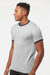 Tultex 246 Mens Fine Jersey Ringer Short Sleeve Crewneck T-Shirt Heather Grey/Navy Blue Model Side