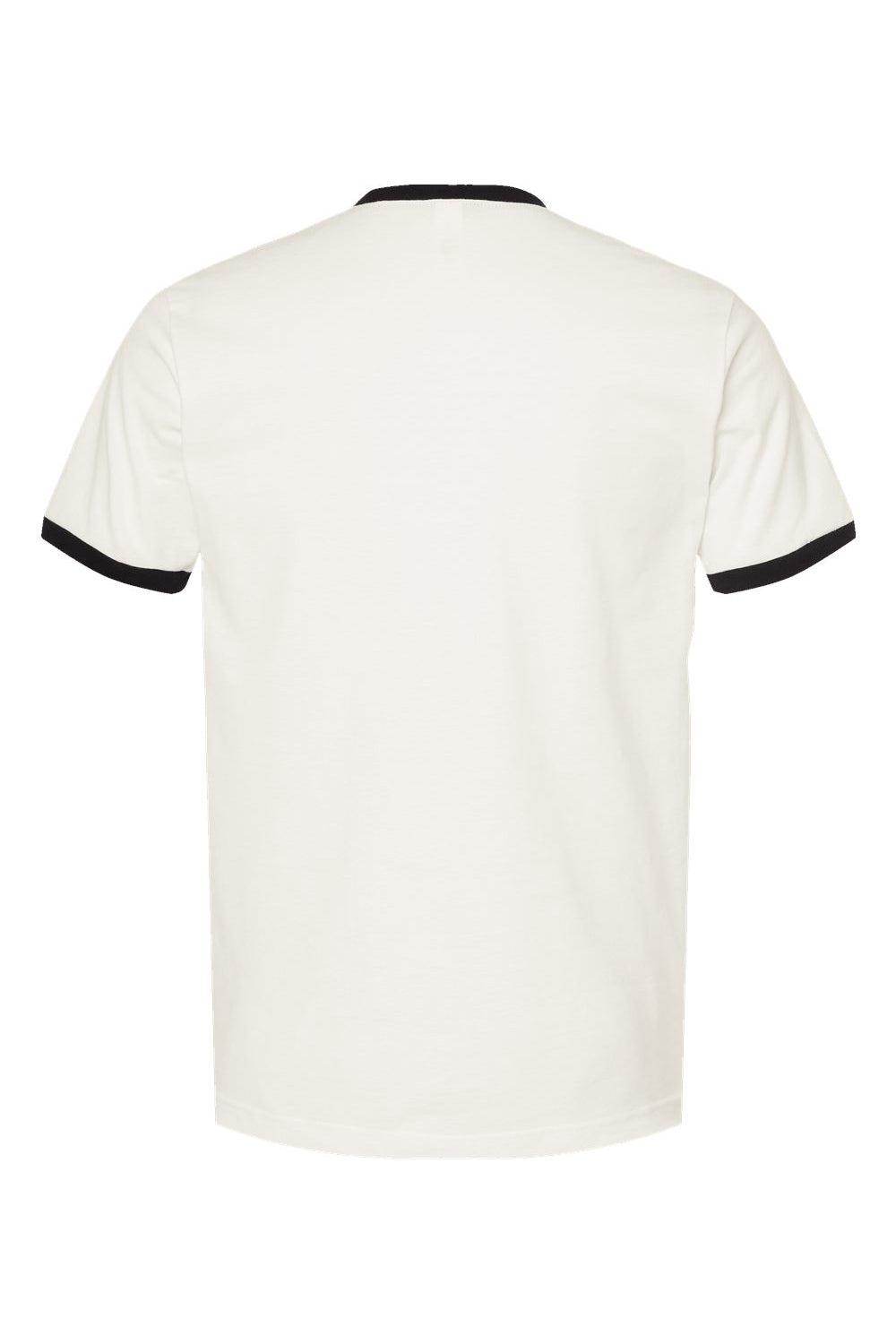 Tultex 246 Mens Fine Jersey Ringer Short Sleeve Crewneck T-Shirt Vintage White/Black Flat Back