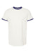 Tultex 246 Mens Fine Jersey Ringer Short Sleeve Crewneck T-Shirt Vintage White/Inked India Blue Flat Front