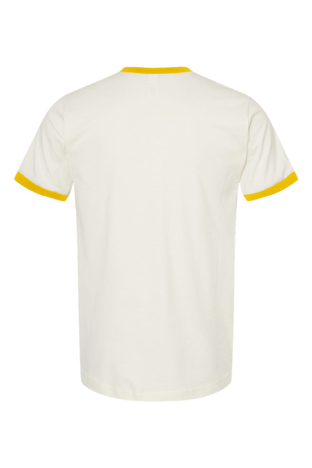 Tultex 246 Mens Fine Jersey Ringer Short Sleeve Crewneck T-Shirt Vintage White/Mellow Yellow Flat Back
