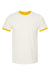 Tultex 246 Mens Fine Jersey Ringer Short Sleeve Crewneck T-Shirt Vintage White/Mellow Yellow Flat Front