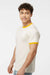 Tultex 246 Mens Fine Jersey Ringer Short Sleeve Crewneck T-Shirt Vintage White/Mellow Yellow Model Side