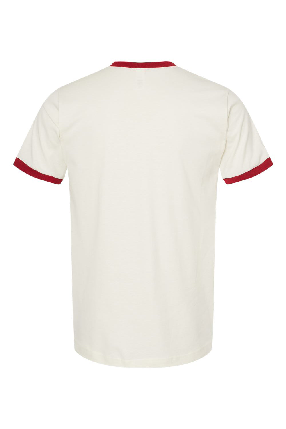 Tultex 246 Mens Fine Jersey Ringer Short Sleeve Crewneck T-Shirt Vintage White/Rio Red Flat Back