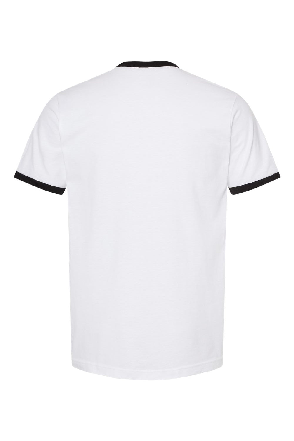 Tultex 246 Mens Fine Jersey Ringer Short Sleeve Crewneck T-Shirt White/Black Flat Back