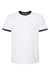 Tultex 246 Mens Fine Jersey Ringer Short Sleeve Crewneck T-Shirt White/Black Flat Front