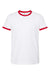 Tultex 246 Mens Fine Jersey Ringer Short Sleeve Crewneck T-Shirt White/Red Flat Front